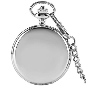 Luxury Smooth Silver Pendant Pocket FOB Watch Modern Arabic Number Analog Clock Men and Women Fashion Necklace Chain Unisex Gift